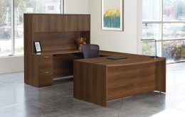 Bow Front U Shaped Desk with Hutch