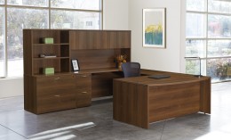 Bow Front U Shaped Desk with Storage