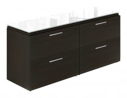 Double Lateral Filing Cabinet with Glass Top - Potenza