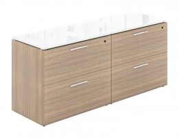 Double Lateral Filing Cabinet with Glass Top - Potenza Series