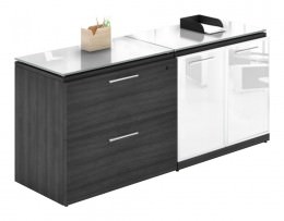 Combo Lateral File Storage Cabinet Credenza with Glass Top - Potenza