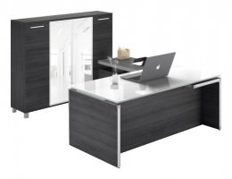 Executive L Shaped Desk with Storage Cabinet