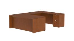 Bow Front U Shaped Desk with Drawers