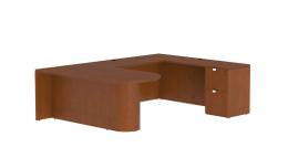 U Shaped Peninsula Desk with Drawers