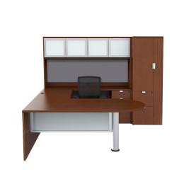 U Shaped Peninsula Desk with Storage