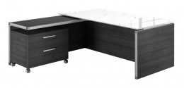 Executive L Shaped Desk with Drawers and Glass Desktop - Potenza