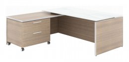 Executive L Shaped Desk with Drawers and Glass Desktop - Potenza