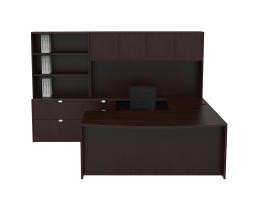 Bow Front U Shaped Desk with Storage