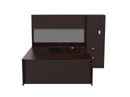 Bow Front U Shaped Desk with Storage