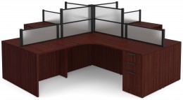 U Shaped Peninsula Desk with Hutch