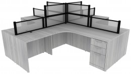 4 Person Desk with Privacy Panels