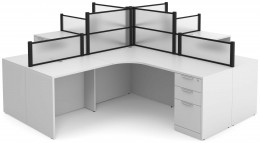4 Person Desk with Privacy Panels