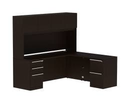 L Shaped Desk with Hutch and Drawers