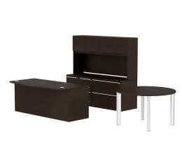 Bow Front Desk with Storage Credenza and Table