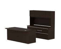 Bow Front Desk with Storage Credenza and Hutch