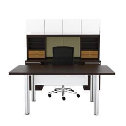 Rectangular Desk with Credenza Desk and Hutch