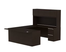 U Shaped Desk with Hutch and Drawers