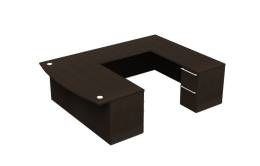 Bow Front U Shaped Desk with Drawers