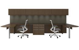 2 Person Peninsula Desk with Drawers and Storage