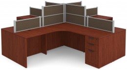 4 Person Desk with Fabric Privacy Panels
