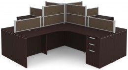4 Person Desk with Fabric Privacy Panels