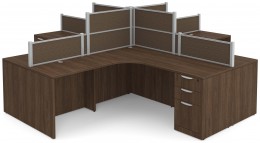 4 Person Desk with Fabric Privacy Panels