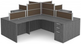 4 Person Desk with Fabric Privacy Panels