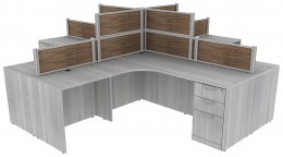 4 Person Desk with Fabric Privacy Panels