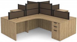 4 Person Desk with Fabric Privacy Panels