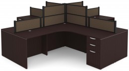 4 Person Desk with Fabric Privacy Panels