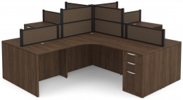 4 Person Desk with Fabric Privacy Panels