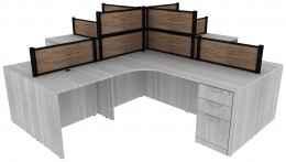 4 Person Desk with Fabric Privacy Panels