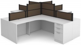 4 Person Desk with Fabric Privacy Panels