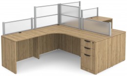 2 Person Desk with Acrylic Dividers