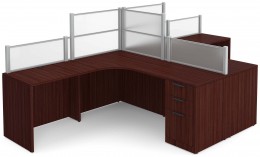 2 Person Desk with Acrylic Dividers