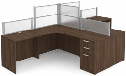 2 Person Desk with Acrylic Dividers