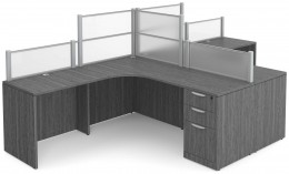 2 Person Desk with Acrylic Dividers
