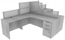 2 Person Desk with Acrylic Dividers