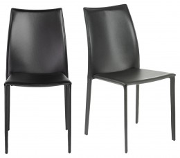 Modern Leather Stacking Chairs - Set of 2