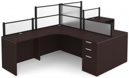 2 Person Desk with Acrylic Dividers