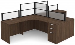 2 Person Desk with Acrylic Dividers