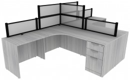 2 Person Desk with Acrylic Dividers