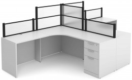 2 Person Desk with Acrylic Dividers