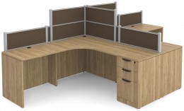 2 Person Desk with Fabric Privacy Panels