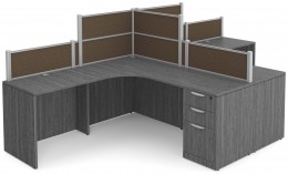 2 Person Desk with Fabric Privacy Panels