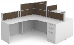 2 Person Desk with Fabric Privacy Panels