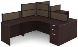2 Person Desk with Fabric Privacy Panels