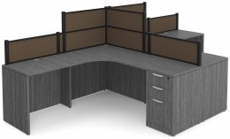 2 Person Desk with Fabric Privacy Panels
