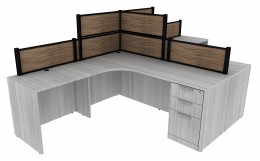 2 Person Desk with Fabric Privacy Panels