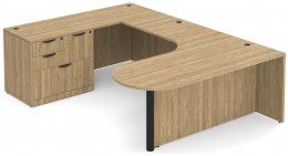 L Shaped Peninsula Desk with Glass Modesty Panel